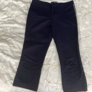 Navy Cropped Pants with White Stripe
